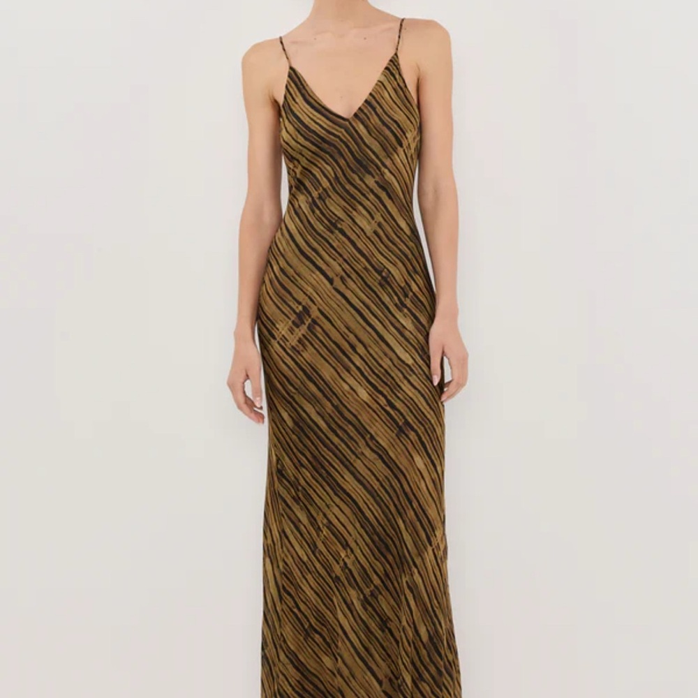 DISSH Brown and Black Striped Midi Dress